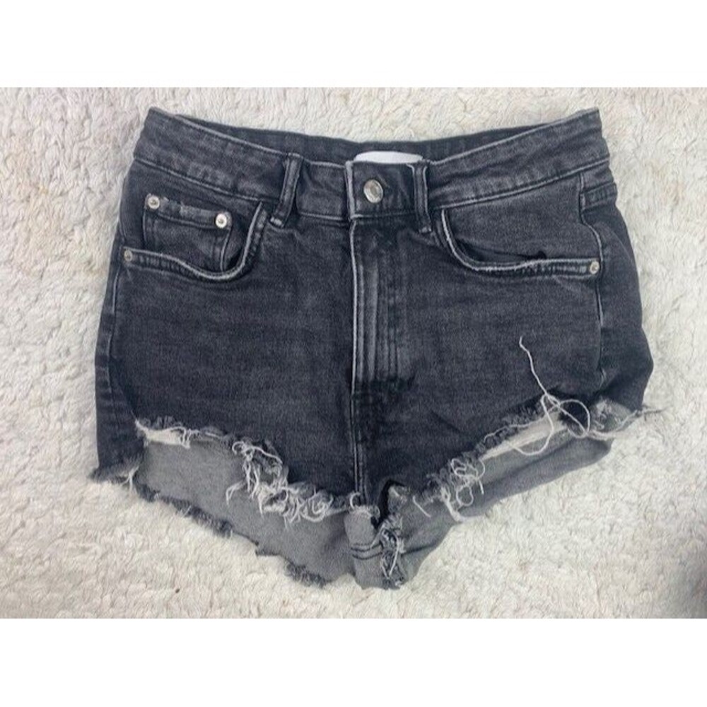 Zara Size 8 Womens Shortie Shorts Black Cut Off High Rise